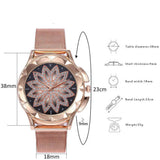 Fashion Rose Gold Flower Rhinestone Watch