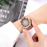 Fashion Rose Gold Flower Rhinestone Watch