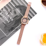 Fashion Rose Gold Flower Rhinestone Watch
