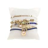 Bohemian Trees Feather Charm Crystal Bracelets 5pcs/set