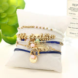 Bohemian Trees Feather Charm Crystal Bracelets 5pcs/set