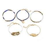 Bohemian Trees Feather Charm Crystal Bracelets 5pcs/set