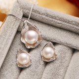 Freshwater Pearl Jewelry Sets Necklace Earrings Shell Design For Women