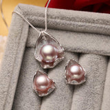 Freshwater Pearl Jewelry Sets Necklace Earrings Shell Design For Women