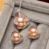 Freshwater Pearl Jewelry Sets Necklace Earrings Shell Design For Women